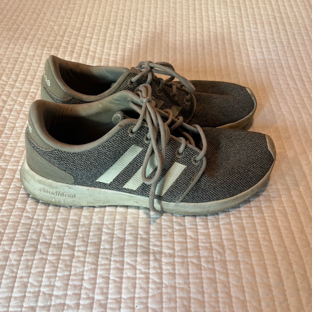 Adidas Charcoal and White Cloudfoam Sneakers